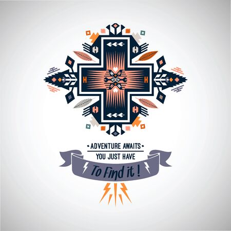 Vector bright decorative element on native ethnic styleのイラスト素材