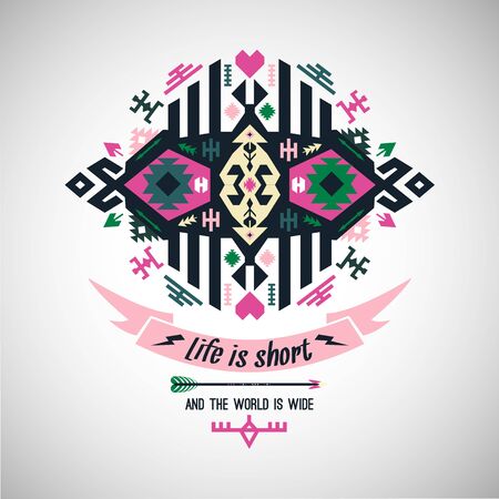 Vector colorful decorative element on native ethnic styleのイラスト素材