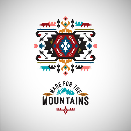 Vector colorful decorative element on native ethnic styleのイラスト素材