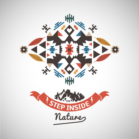 Vector colorful decorative element on native ethnic styleのイラスト素材