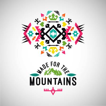 Vector colorful decorative element on native ethnic styleのイラスト素材