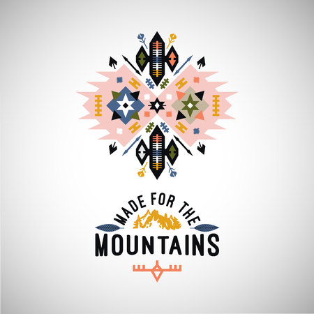 Vector colorful decorative element on native ethnic styleのイラスト素材