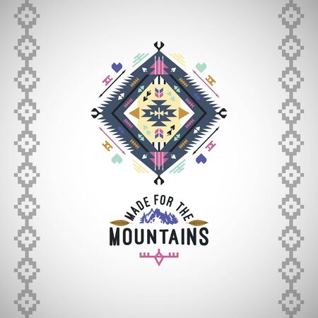Vector colorful decorative element on native ethnic styleのイラスト素材