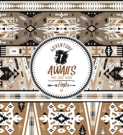 Native aztec seamless pattern. Embroidery vector design.のイラスト素材