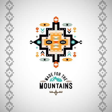 Vector colorful decorative element on native ethnic styleのイラスト素材
