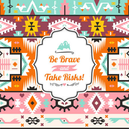 Native colorful aztec seamless patternのイラスト素材