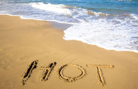 draw hot on beach of summerの写真素材