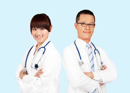 Smiling medical doctors with stethoscopes. の写真素材