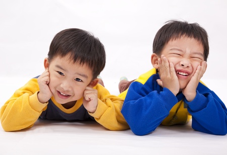 Two naughty boys,brothersの写真素材