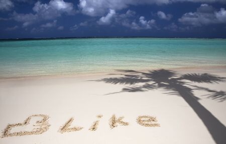 social network symbol on the beachの写真素材