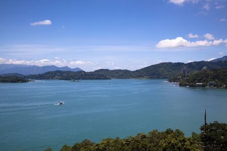 A view of the Sun Moon Lake in Taiwanの写真素材