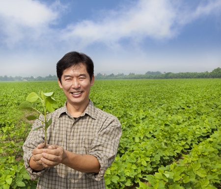 portrait of a asian farmerの写真素材
