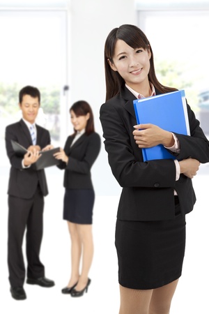 smiling  businesswoman in officeの写真素材