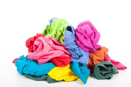 a pile of colorful clothes