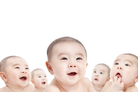 all baby are looking upの写真素材