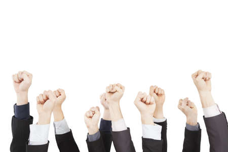 hand of business group with fist gestureの写真素材
