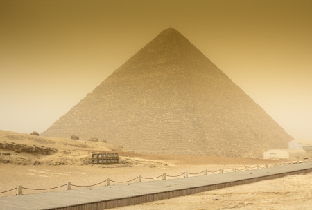 Cheops pyramid  in sandstormの写真素材