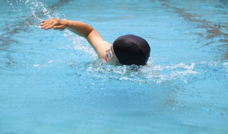  man swimmer swimming in the poolの写真素材