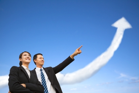 business group watching the  growing graph  cloudの写真素材