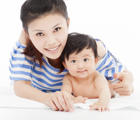 Happy  mother with adorable child baby boyの写真素材