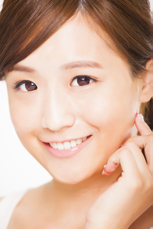 closeup Beautiful  young woman faceの写真素材