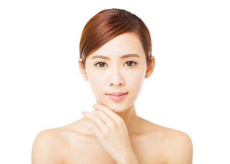 closeup beautiful young woman faceの写真素材