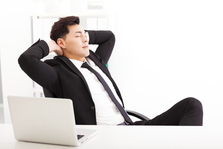 relaxed Young businessman  in the  officeの写真素材