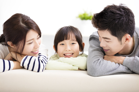 Happy Attractive Young  Family and little girlの写真素材