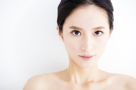 closeup beautiful young   woman  faceの写真素材