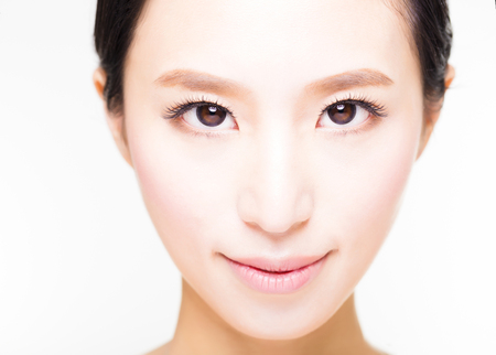 closeup beautiful young   woman  faceの写真素材
