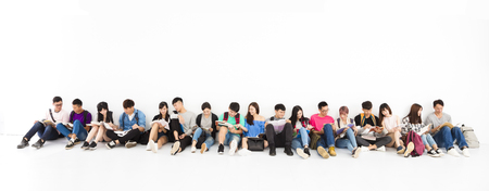 happy young student group  study  togetherの写真素材