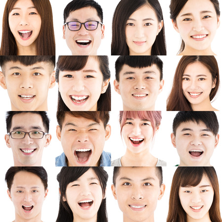Composition of smiling asian young people の写真素材