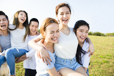 happy young  group having fun togetherの写真素材