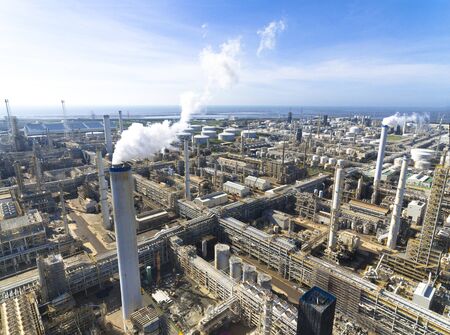 Aerial view of Oil refineryの写真素材