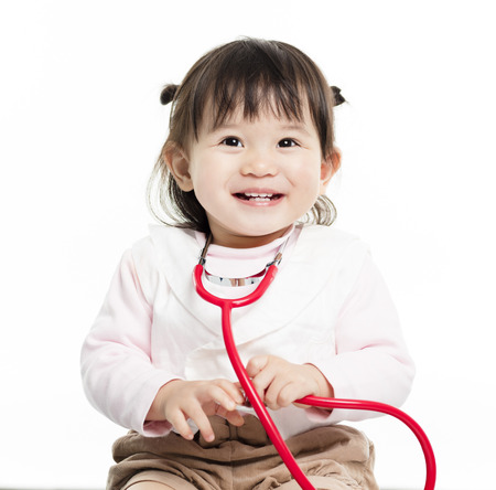 Â little girl with stethoscope isolatedÂ 
の写真素材