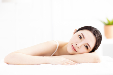 Beautiful young woman with clean perfect skinの写真素材
