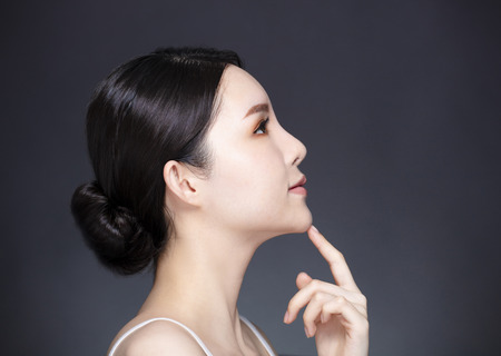 side view of young beauty faceの写真素材