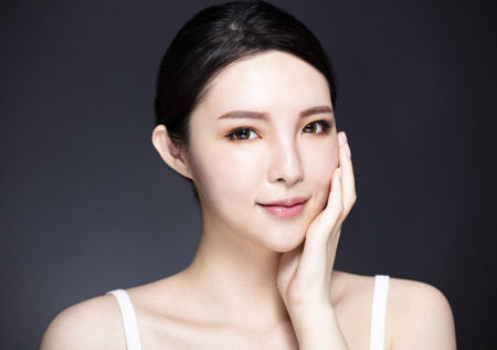 young woman with natural makeupの写真素材