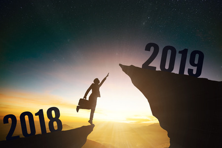 successful businessman with 2019 new year conceptの写真素材