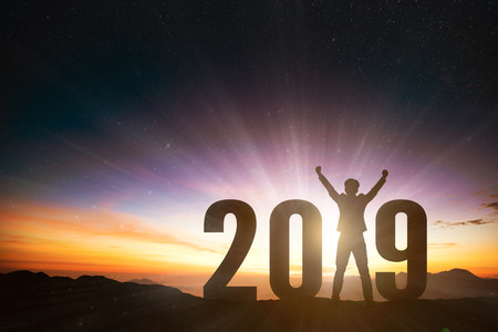 successful businessman with 2019 new year conceptの写真素材