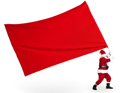 Santa Claus with big red flagの写真素材