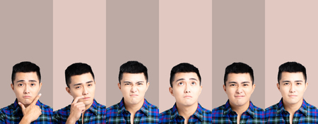 emotional pictures of asian young manの写真素材