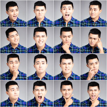 emotional pictures of asian young manの写真素材