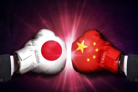 Diplomatic and Trade conflict Concept  between China and japanの写真素材
