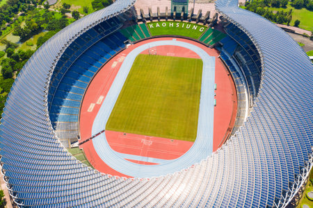 Kaohsiung, Taiwan - Sept 11, 2019 : View of Kaohsiung National Stadium (World Games Stadium). solar panel on the roofのeditorial素材