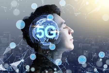 business man with 5G network connection conceptsÂ の写真素材