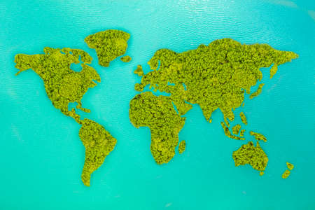 Aerial view small green island that shape looks like world mapの写真素材