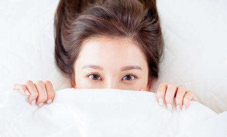 beautuful young asian woman with clean fresh healthy skinの写真素材