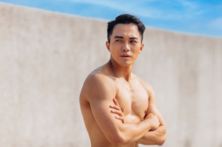 Fitness man exercising sit ups and crunchesの写真素材