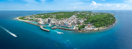 Aerial view of Xiao Liuqiu island in Taiwanの写真素材